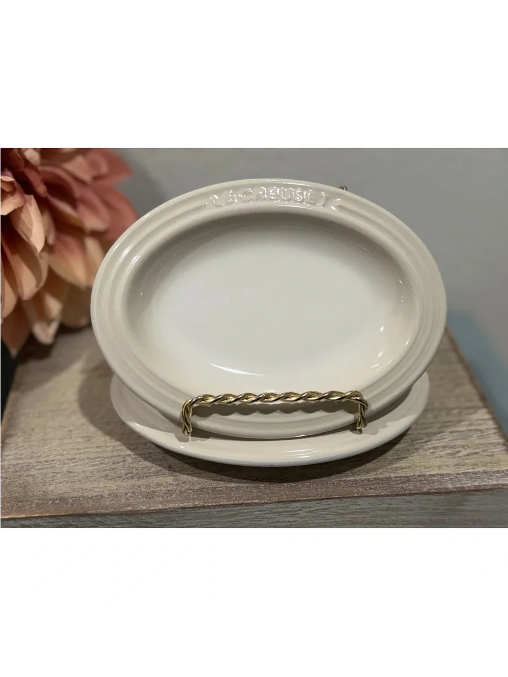 2 Le Creuset 14CM Oval Mini Appetizer Dessert Plate - MERINGUE, New Second Choix